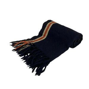 GUCCI Dark Navy Beige Brown Wool Scarf